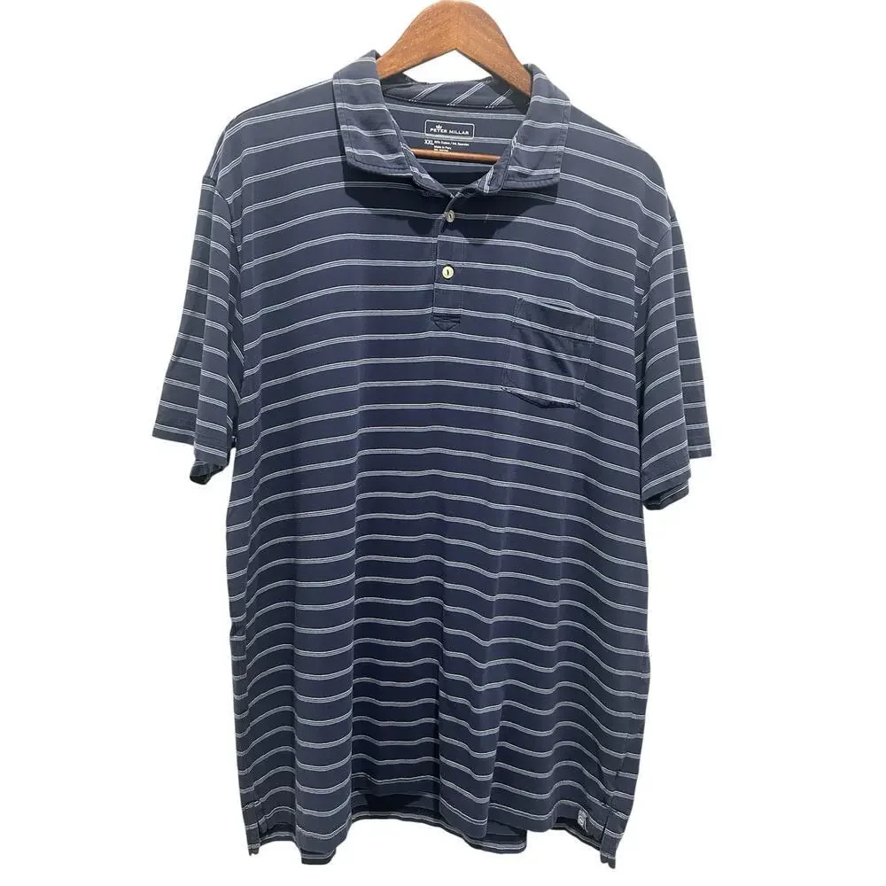 2 PETER MILLAR Men’s Polo Style Golf Shirts Size XXL Cotton Blend Casual